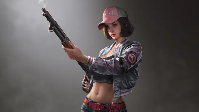 PUBG Battlegrounds Videospielmädchen mit Hut 2K Hintergrundbild