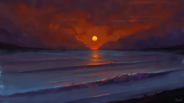 puesta de sol desde la playa