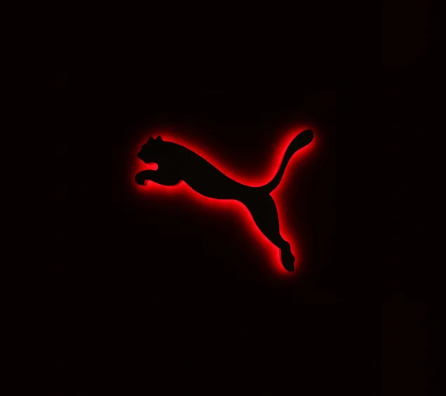 Puma-logo met rood licht op zwarte muur download
