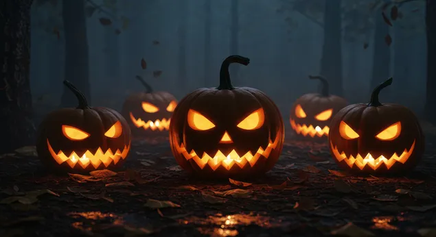 Græskar Glød Nat 4K baggrundsbillede