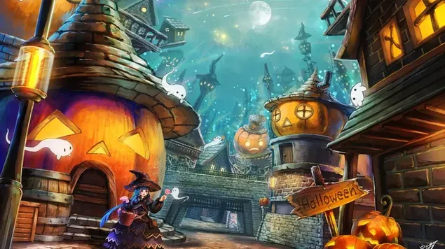 Tapeta Tekvicová dedina čarodejníc 4K