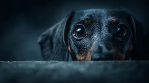 Cadell amb ulls grans amagat i mirant a càmera 2K fons de pantalla