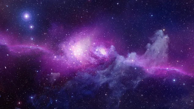 Papel pintado digital nebulosa púrpura y gris, espacio, estrellas