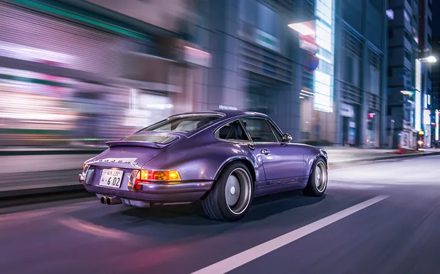 Фіолетовий переосмислений спортивний автомобіль Porsche завантажити