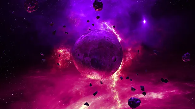 Purple space planet abstract