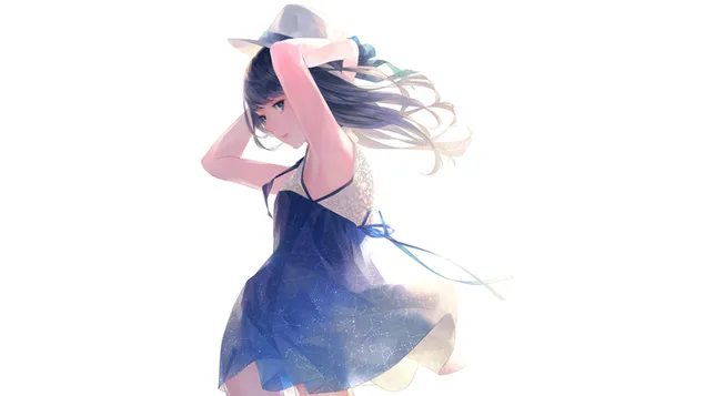 青いドレスのかわいいアニメの女の子 ダウンロード