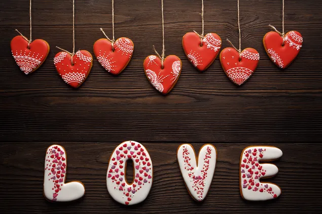 情人节 - 心脏饼干帷幔和爱装饰