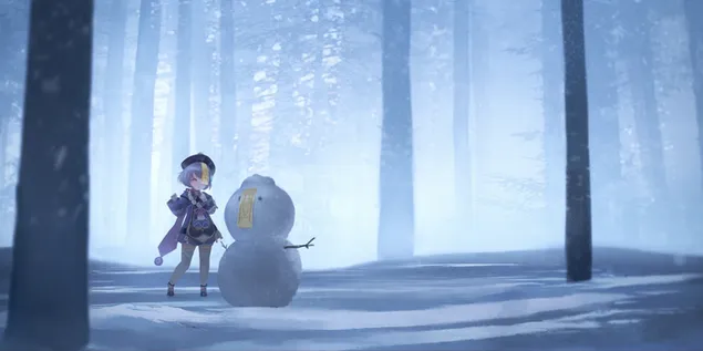 Tapeta Qiqi a jej snehový brat | Ganshin Impact 2K