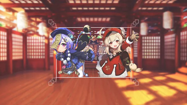 Qiqi & Klee çerçeveye geliyor | Ganshin Etkisi 4K duvar kağıdı