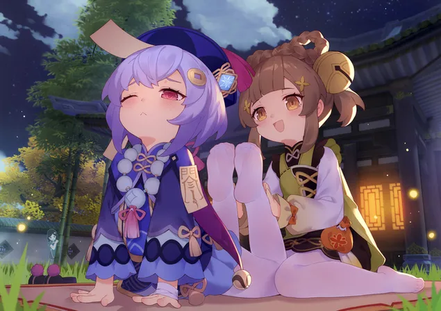 Tapeta Ranní cvičení Qiqi | Ganshin dopad 2K