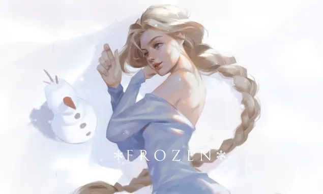 Queen Elsa and Olaf painting