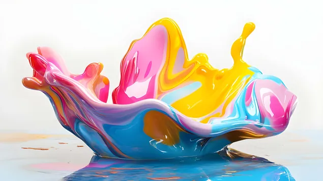 Сияен куб със светещи градиентни слоеве 8K тапет