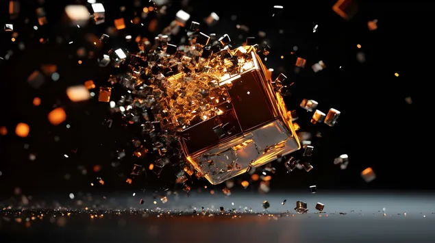 Radiant kubesch Explosioun a Metall- a Glastexturen 8K Tapeten