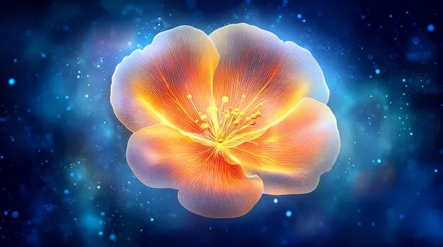 Taustpilt Särav fantaasiaõis: õrnad kroonlehed sädeleval taustal 2K