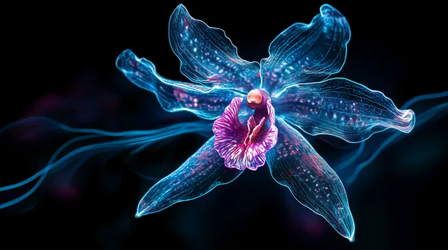 Tapeta Radiant Ghost Orchid v neónovej žiare 8K