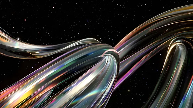 Сияещи стъклени скулптури в небесна обстановка 8K тапет