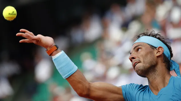 Rafael Nadal Tennisball verlässt ihre Hände herunterladen