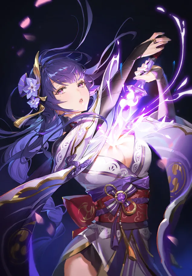 رايدن ماكوتو تسحب سيفها الكهربائي | تأثير جينشين 2K خلفية