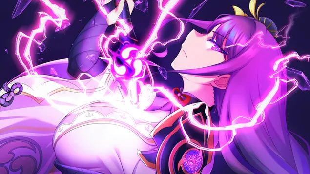 رايدن شوغون (المعروف أيضًا باسم بعل): جينشين إمباكت (لعبة فيديو أنمي) 4K خلفية