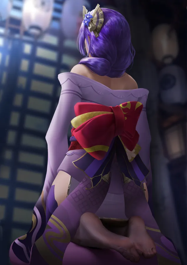 vista posterior del raiden shogun | genshin impact baixada