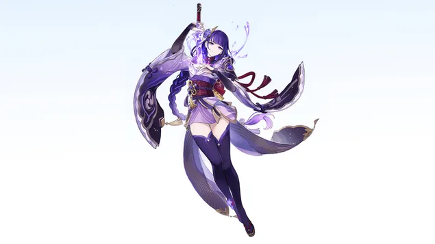 Taustakuva Raiden Shogun (sähköhahmo) - Genshin Impact (anime-videopeli) 4K