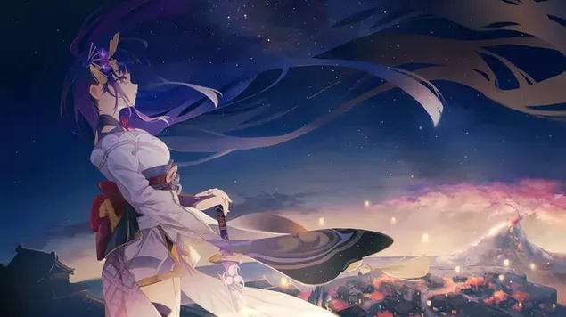 Raiden Shogun → Genshin Impact (วิดีโอเกมอะนิเมะ RPG) 4K วอลเปเปอร์