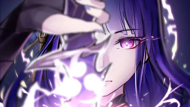 Taustpilt Raiden Shogun | Genshin Impact (RPG videomäng) 4K