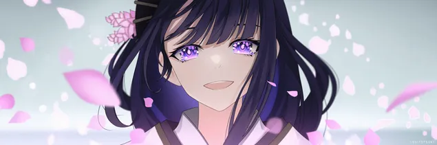 Páipéar balla Raiden Shogun súile corcra draíochta | Tionchar Genshin4K