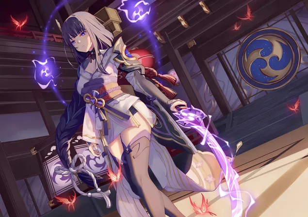 Raiden Shogun 漂亮的动漫女孩| 甘信冲击 2K 壁纸