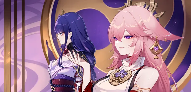 rayden i yae miko | anime krasotka (ganshin impact) skachat'