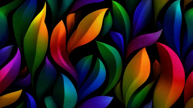 Reënboog Abstrakte Blare Naatlose Patroon Art Nouveau 2K muurpapier