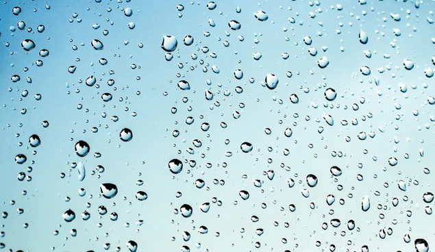 Regentropfen auf dem Glas 2K Hintergrundbild