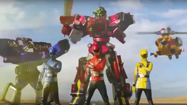 Rangers met hun Zords HD achtergrond