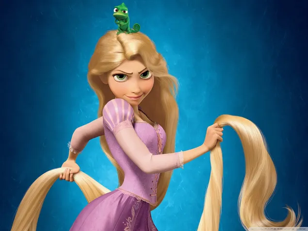 Rapunzel y Pascal con cabello largo y rubio descargar