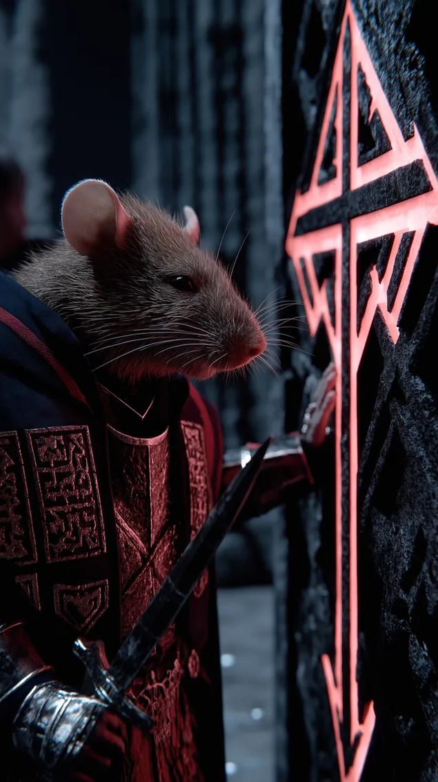 rattengezicht krijger ridder gemanteld middeleeuws zwaard detail download