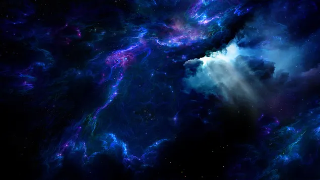 Rays Shining Through Blue Space Nebula download