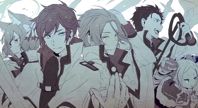 Re:Zero - Felix Argyle, Reinhard Van Astrea, Julius Juukulius, Natsuki Subaru & Beatrice 2K bakgrund