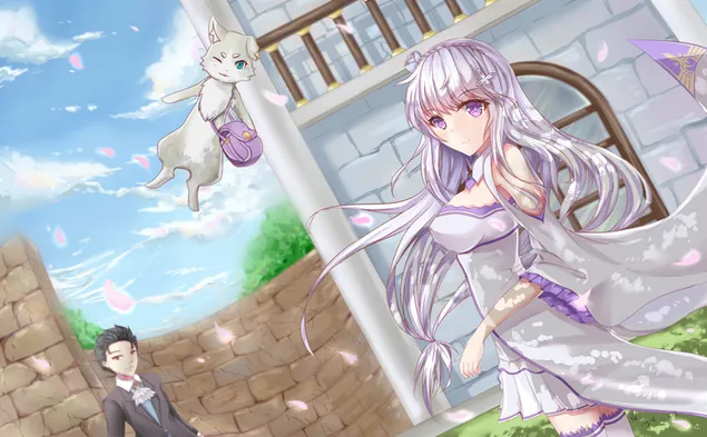 Re: Zero - Natsuki Subaru, Emilia & Puck 4K טפט