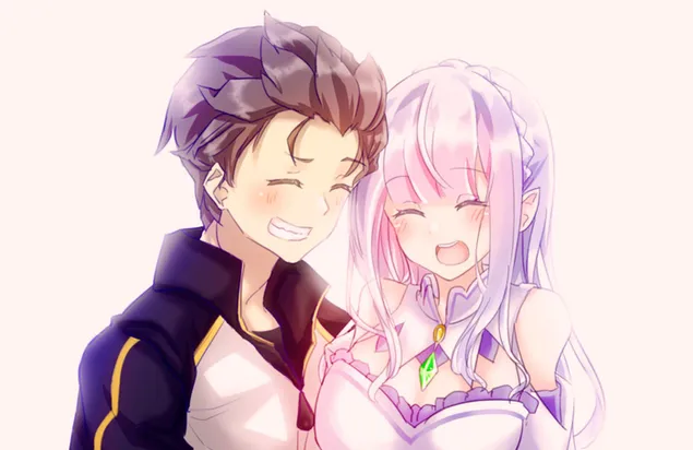 Re:ゼロ - ナツキ・スバル＆エミリア HD 壁紙