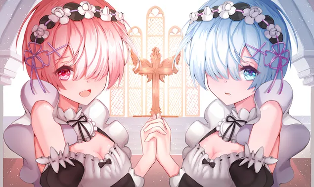 Re: Zero - Oni Sisters Ram & Rem 2K papel de parede