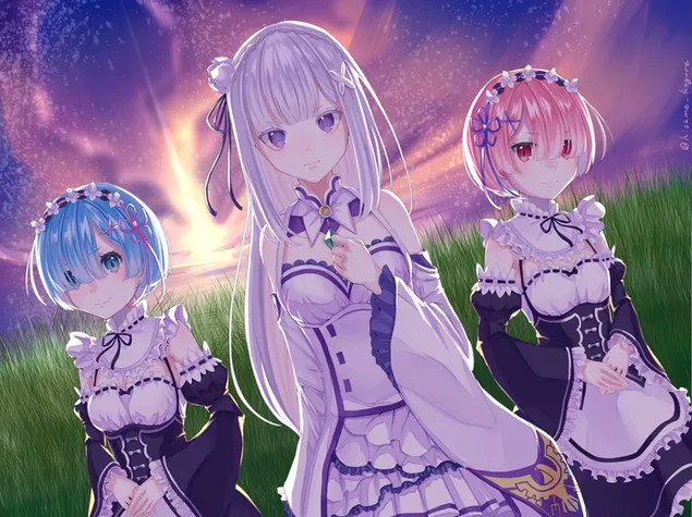 Re: Zero - Rem, Emilia e Ram 2K sfondo