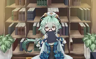 Pembaca Sukrosa ditemukan di perpustakaan | Dampak Ganshin 2K wallpaper
