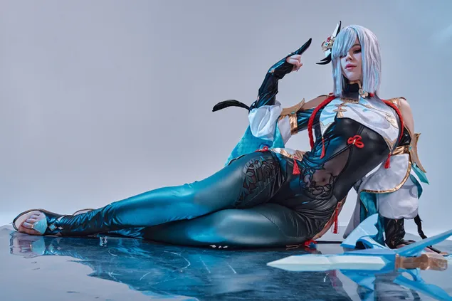 Настоящая горячая аниме-девушка Shenhe | Геншин Импакт 4K обои