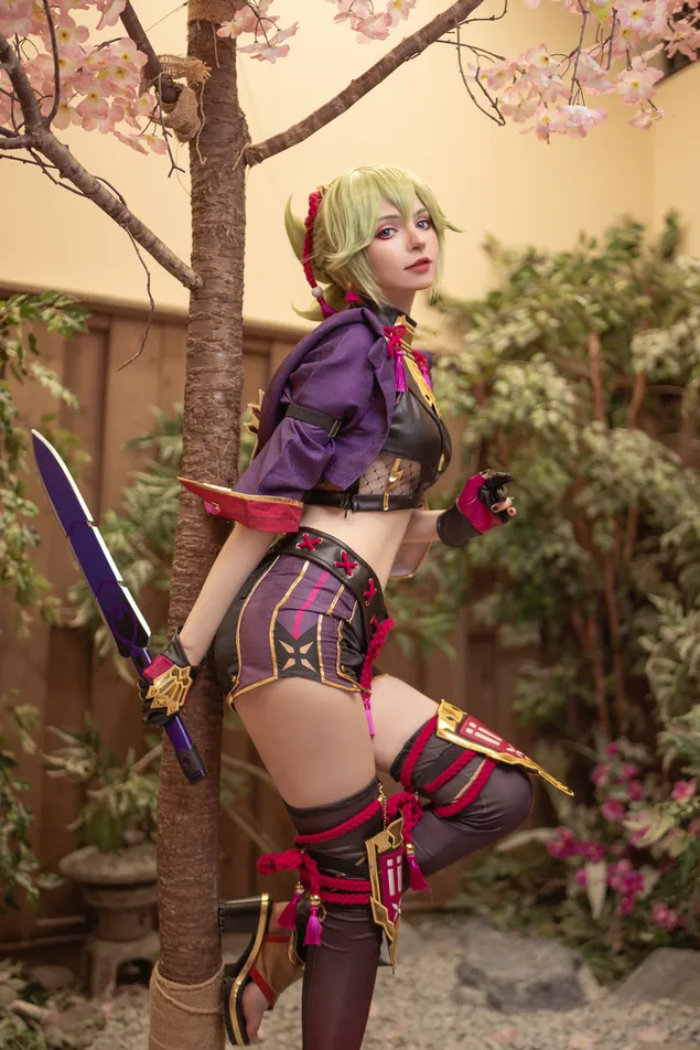 Вистинска жешка аниме девојка Сахароза | Genshin Impact HD тапет