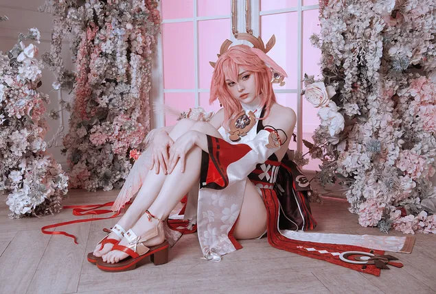 อะนิเมะสาวร้อนจริง Yae Miko | เก็นชิน อิมแพ็ค 2K วอลเปเปอร์