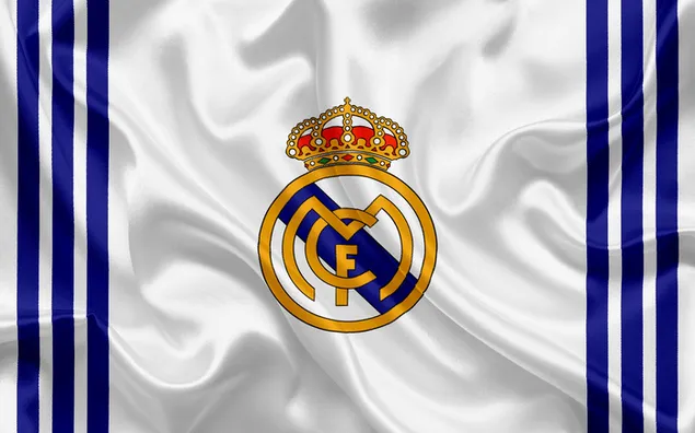 Bandera del logotip del club de futbol del Reial Madrid baixada