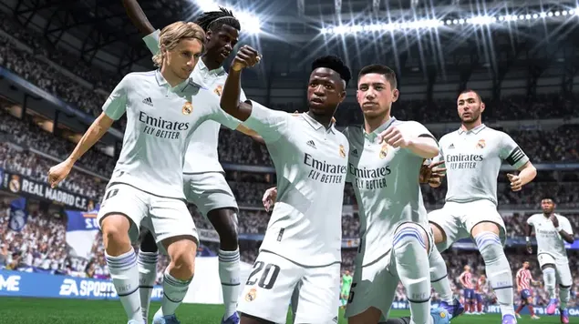 Voetbalspelers van Real Madrid in FIFA 23 videogamebeeld download