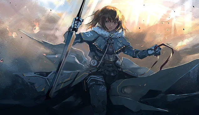 Anime Girl Warrior Sword Fantasy 4K Wallpaper #4.2475