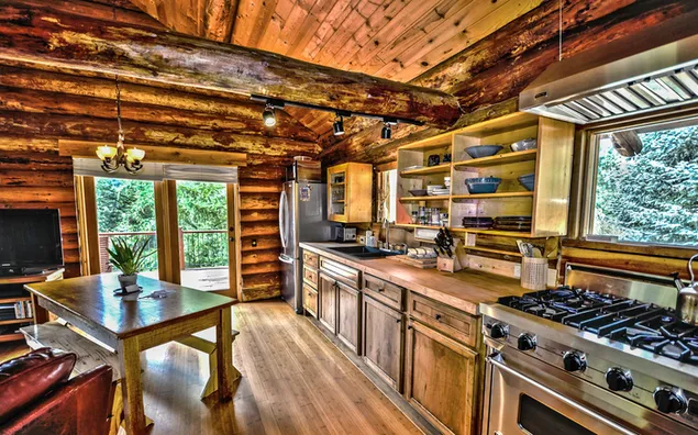 Rectangular brown wooden table, hdr, logs, log home, log cabin HD ...