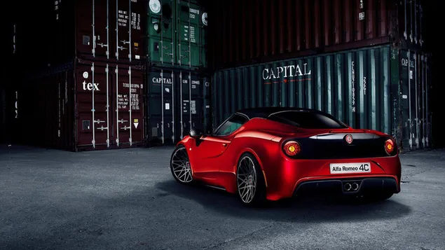 crveni alfa romeo 4c kontejner na polju preuzmi